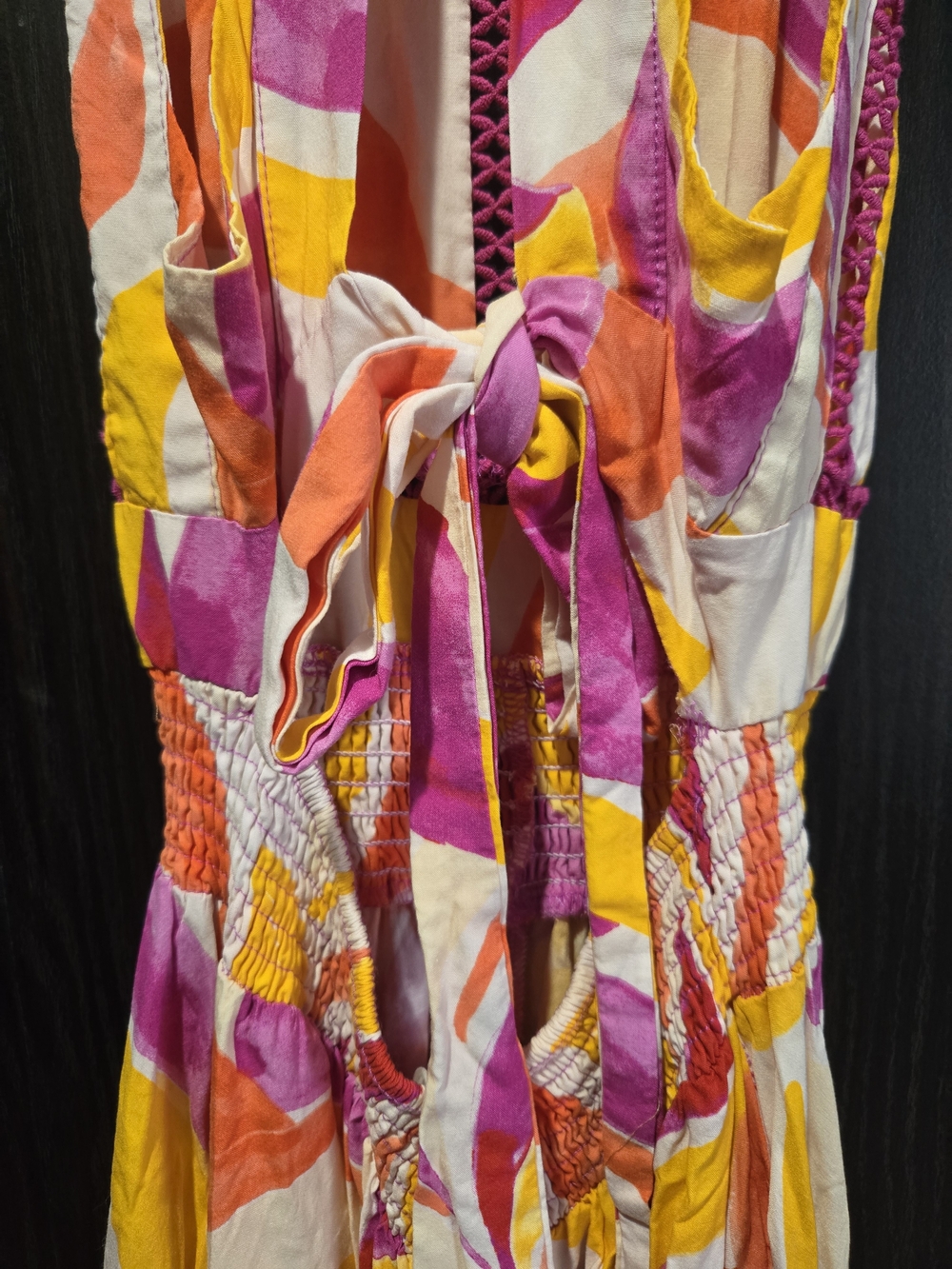 Anthropologie Pink, Yellow & Orange Halter Maxi Dress Sleeveless Size M - Picture 9 of 10